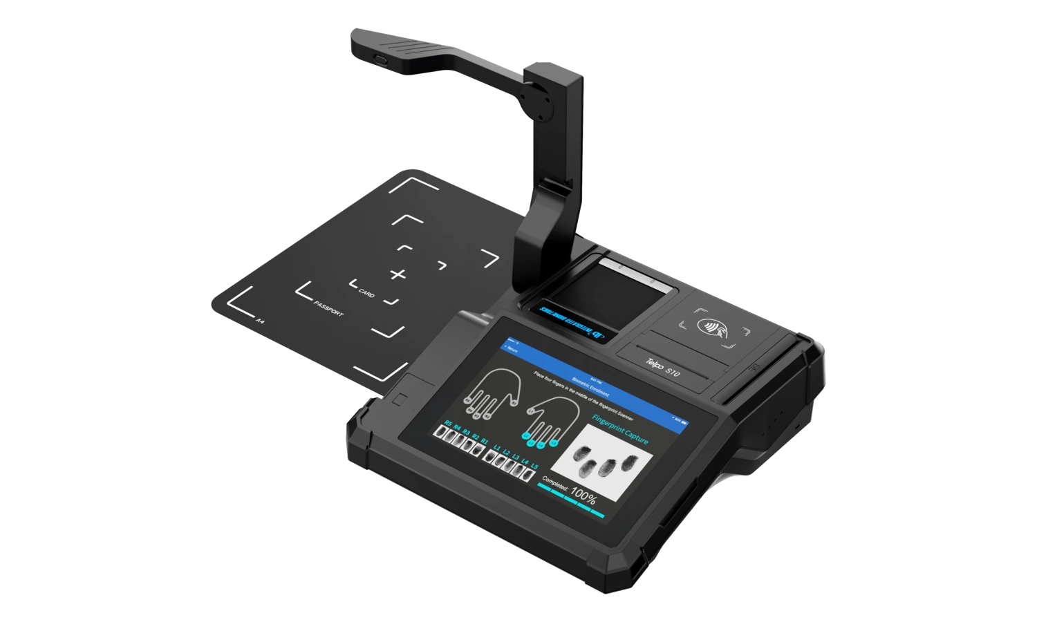 Axon desktop biometric scanner prepared for slap fingerprint capture and document scanning