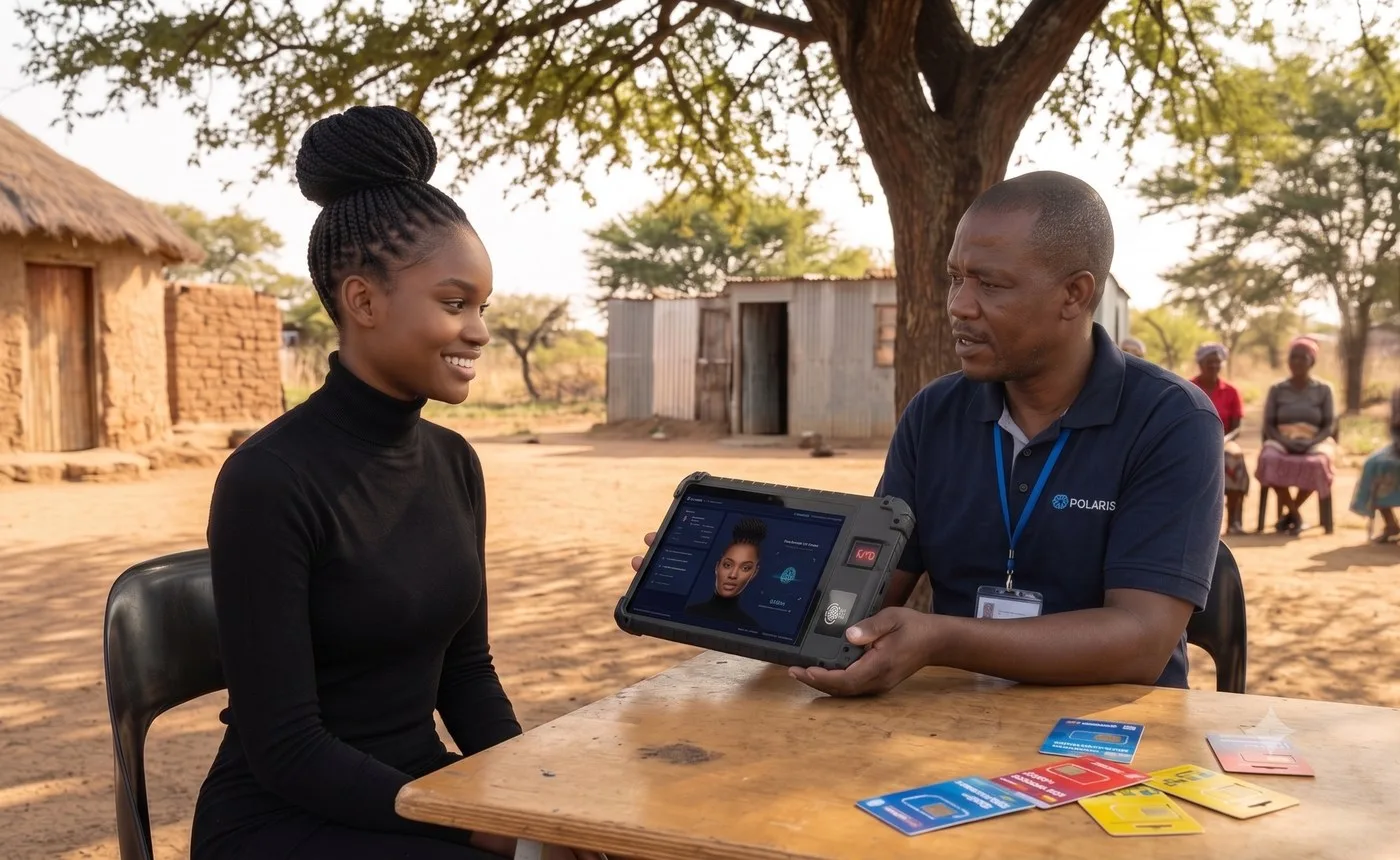 Agent completing dealer-assisted registration in the field