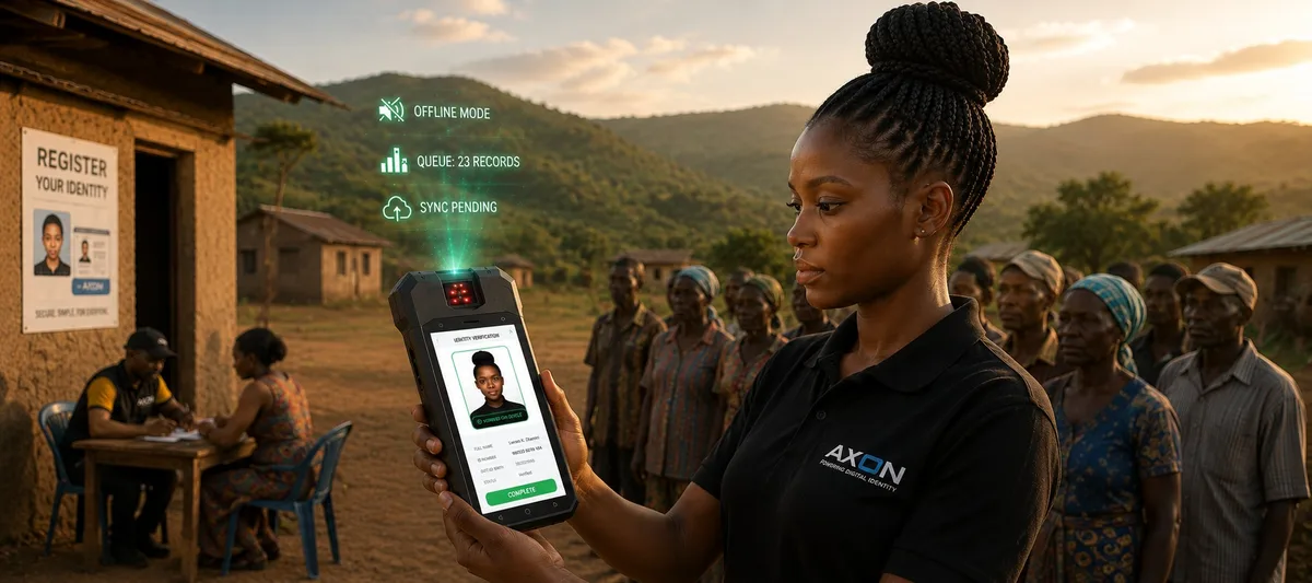 Rural field registration using an offline-capable Axon handheld with sync pending